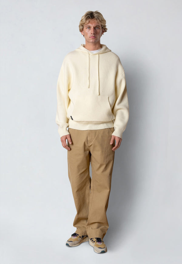 Fat Moose NAS KNITTED HOODIE Strik Ecru