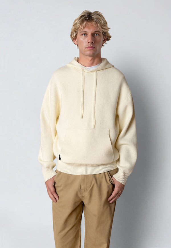 Fat Moose NAS KNITTED HOODIE Strik Ecru