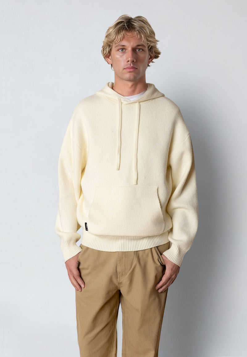 Fat Moose NAS KNITTED HOODIE Strik Ecru