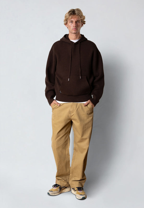 Fat Moose NAS KNITTED HOODIE Strik Morel