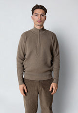 Clean Cut Copenhagen OSCAR HALF ZIP KNITTED JUMPER Strik Brindle melange