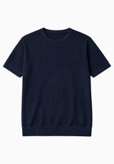 Clean Cut Copenhagen OWEN KNITTED T-SHIRT T-shirts S/S Navy