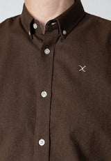 Clean Cut Copenhagen OXFORD STRETCH SHIRT Skjorte L/S Mørkebrun Melange