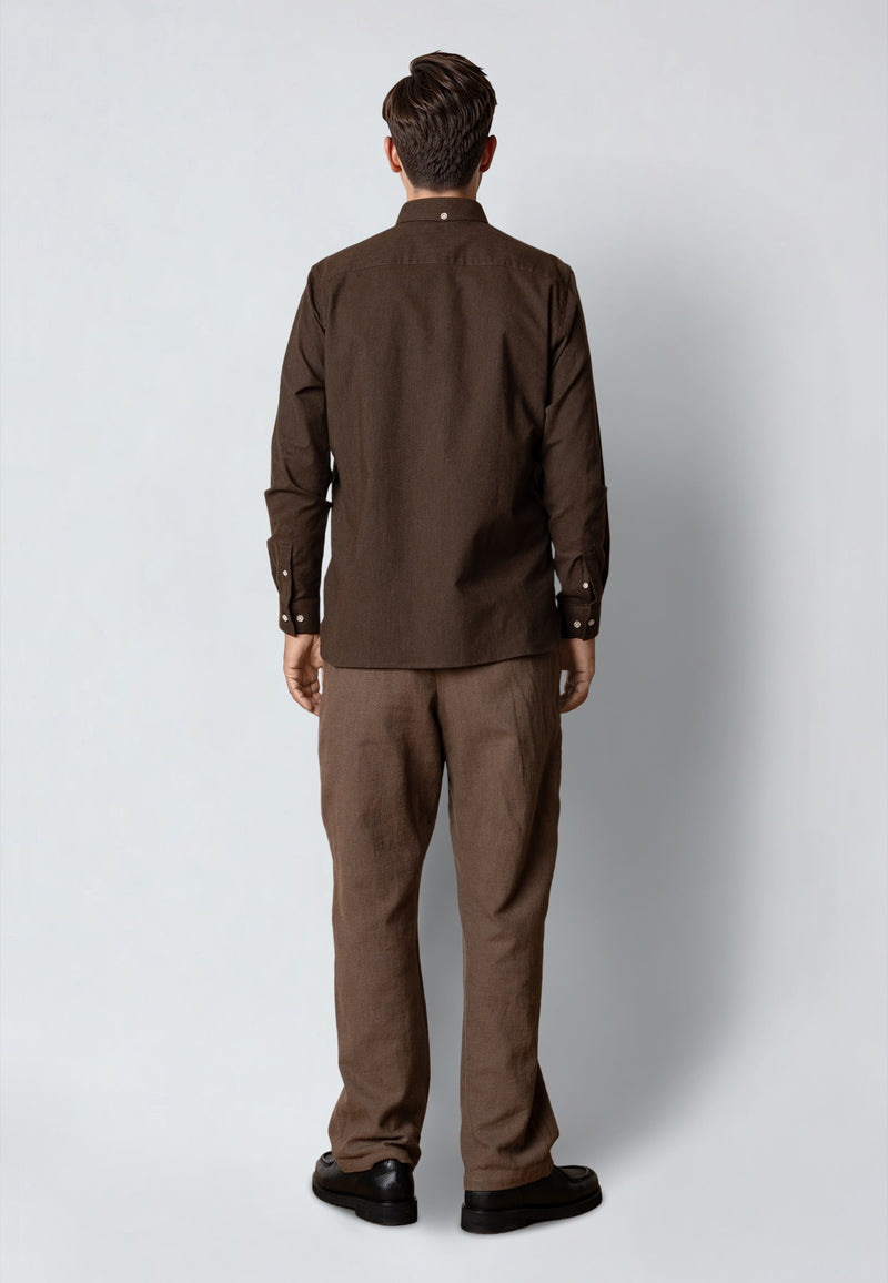 Clean Cut Copenhagen OXFORD STRETCH SHIRT Skjorte L/S Mørkebrun Melange
