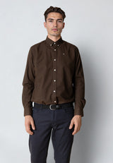 Clean Cut Copenhagen OXFORD STRETCH SHIRT Skjorte L/S Mørkebrun Melange