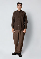 Clean Cut Copenhagen OXFORD STRETCH SHIRT Skjorte L/S Mørkebrun Melange
