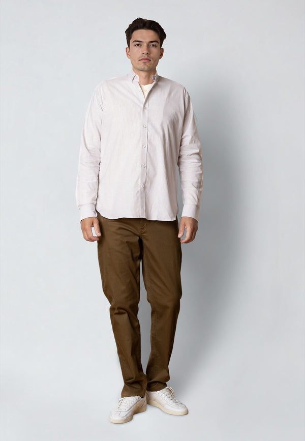 Clean Cut Copenhagen OXFORD STRIPED STRETCH SHIRT Skjorte L/S Khaki striped