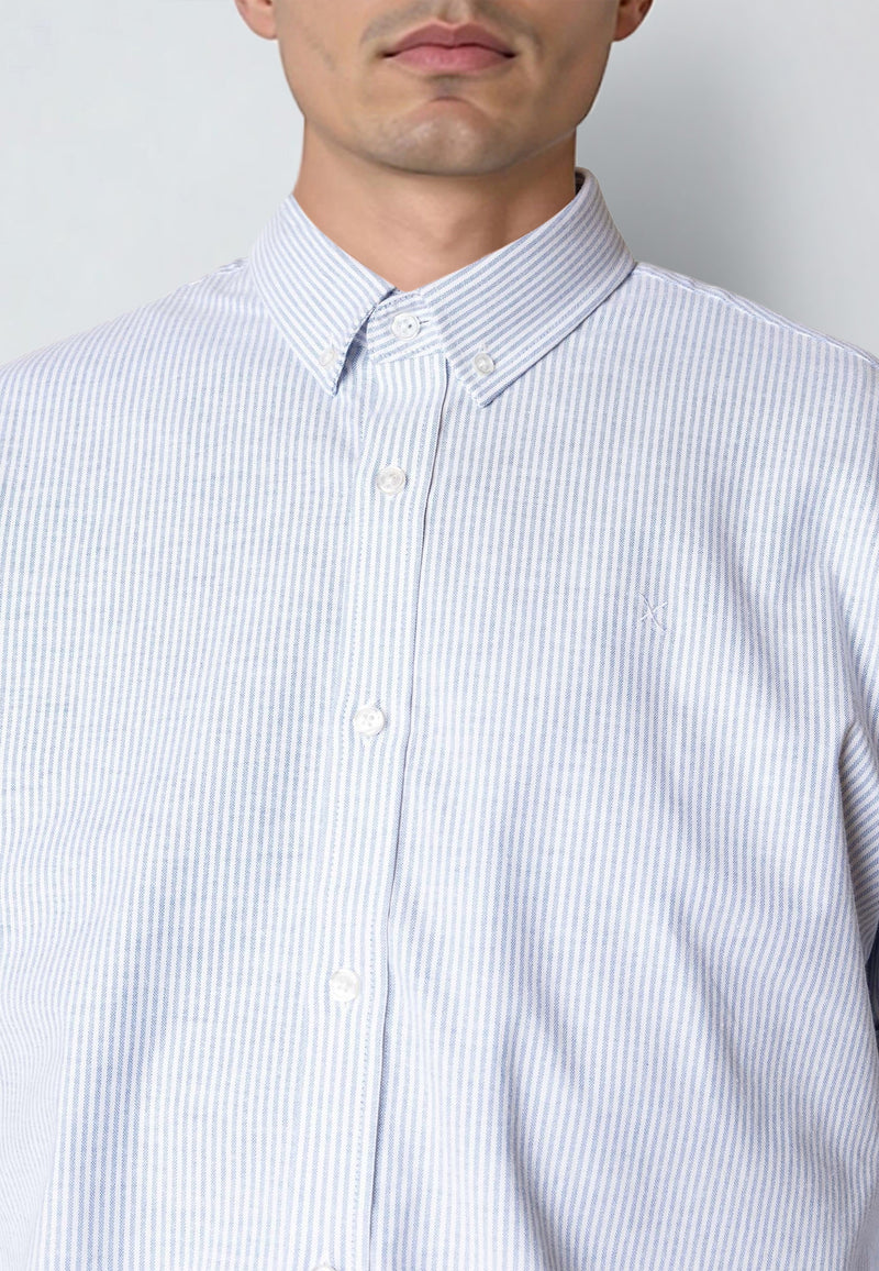Clean Cut Copenhagen OXFORD STRIPED STRETCH SHIRT Skjorte L/S Lyseblå