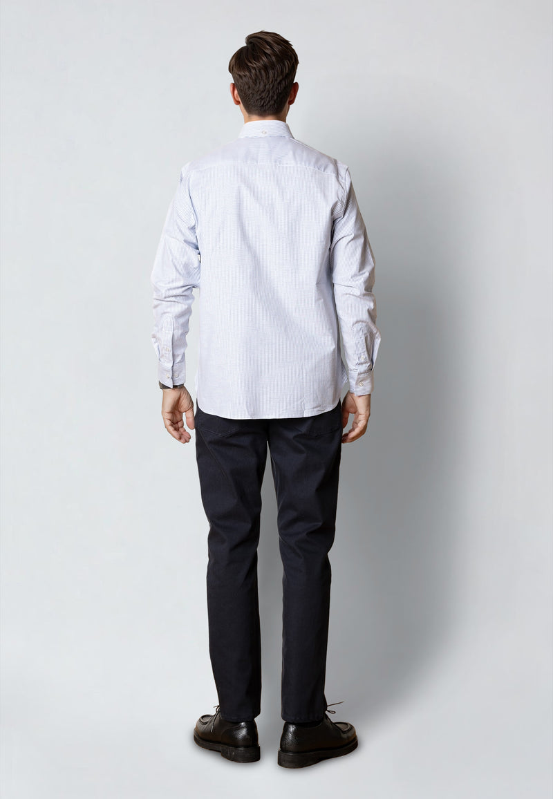 Clean Cut Copenhagen OXFORD STRIPED STRETCH SHIRT Skjorte L/S Lyseblå