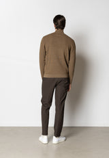 Clean Cut Copenhagen OSCAR 1/2 ZIP KNITTED JUMPER Strik Brun Melange