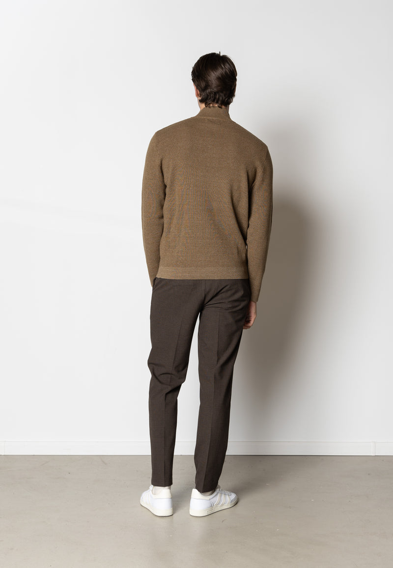 Clean Cut Copenhagen OSCAR 1/2 ZIP KNITTED JUMPER Strik Brun Melange