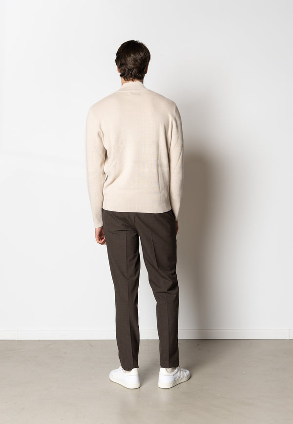 Clean Cut Copenhagen OSCAR 1/2 ZIP KNITTED JUMPER Strik Ecru Melange