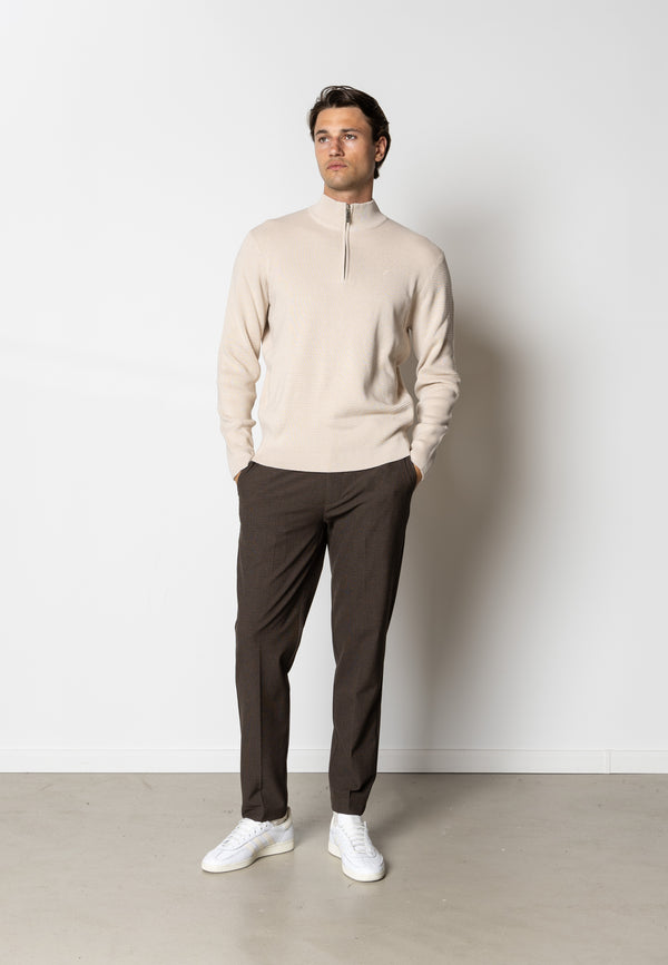 Clean Cut Copenhagen OSCAR 1/2 ZIP KNITTED JUMPER Strik Ecru Melange
