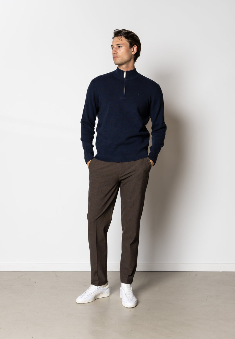 Clean Cut Copenhagen OSCAR 1/2 ZIP KNITTED JUMPER Strik Navy