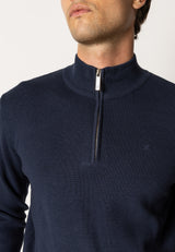 Clean Cut Copenhagen OSCAR 1/2 ZIP KNITTED JUMPER Strik Navy