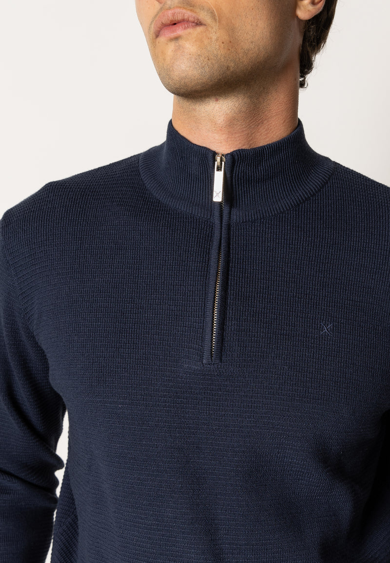 Clean Cut Copenhagen OSCAR 1/2 ZIP KNITTED JUMPER Strik Navy