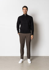 Clean Cut Copenhagen OSCAR 1/2 ZIP KNITTED JUMPER Strik Sort