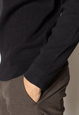Clean Cut Copenhagen OSCAR 1/2 ZIP KNITTED JUMPER Strik Sort