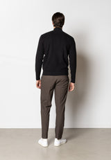 Clean Cut Copenhagen OSCAR 1/2 ZIP KNITTED JUMPER Strik Sort
