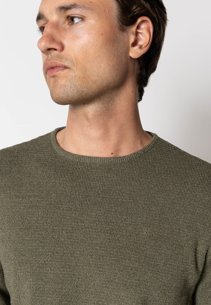 Clean Cut Copenhagen OSCAR KNITTED JUMPER Strik Army Melange