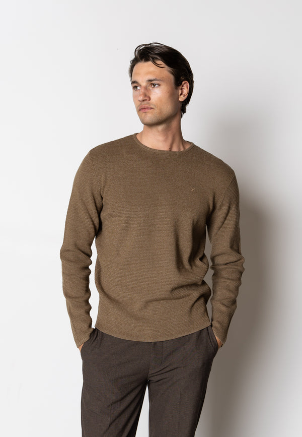 Clean Cut Copenhagen OSCAR KNITTED JUMPER Strik Brun Melange