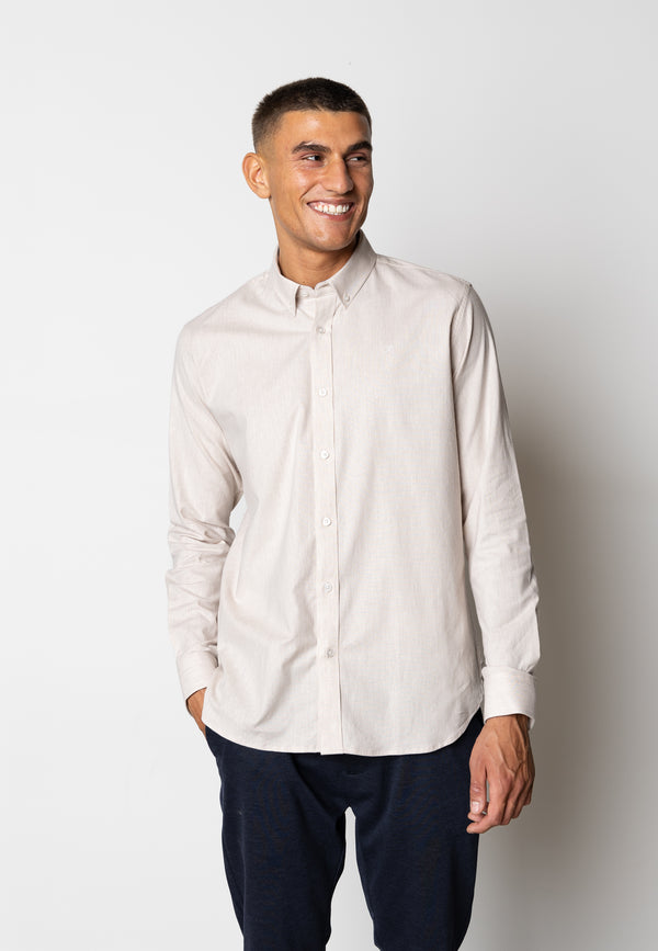 Clean Cut Copenhagen OXFORD STRETCH SHIRT Skjorte L/S Sand Melange