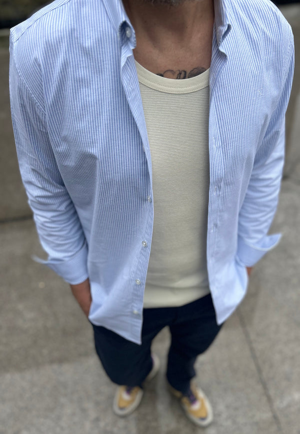 Clean Cut Copenhagen OXFORD STRIPED STRETCH SHIRT Skjorte L/S Lyseblå