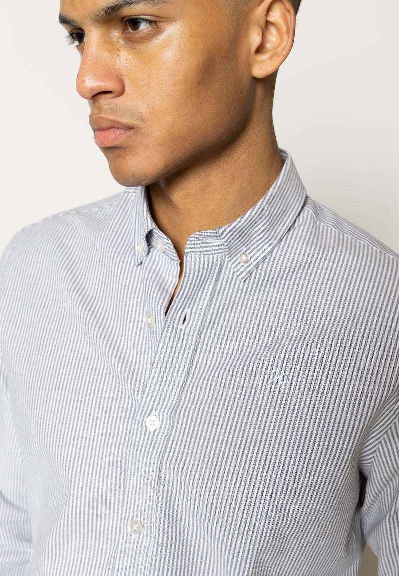 Clean Cut Copenhagen OXFORD STRIPED STRETCH SHIRT Skjorte L/S Navy striped