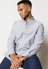 Clean Cut Copenhagen OXFORD STRIPED STRETCH SHIRT Skjorte L/S Navy striped