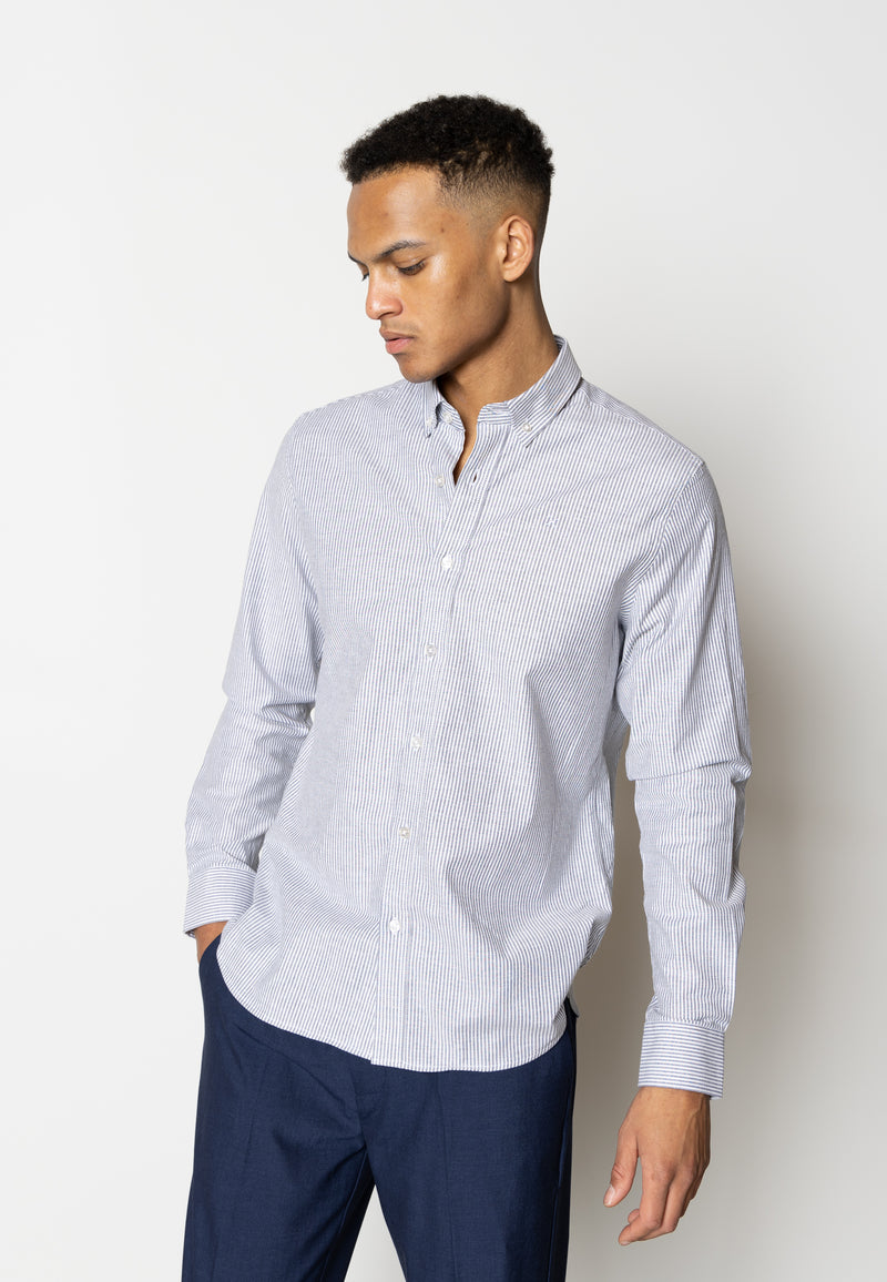 Clean Cut Copenhagen OXFORD STRIPED STRETCH SHIRT Skjorte L/S Navy striped