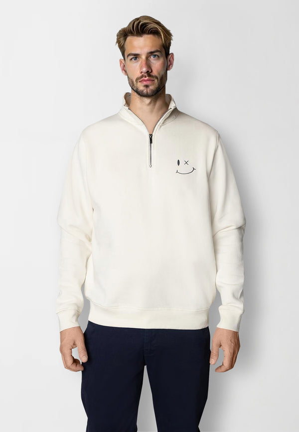 Clean Cut Copenhagen PATRICK ZIP SWEATSHIRT Sweatshirts Ecru