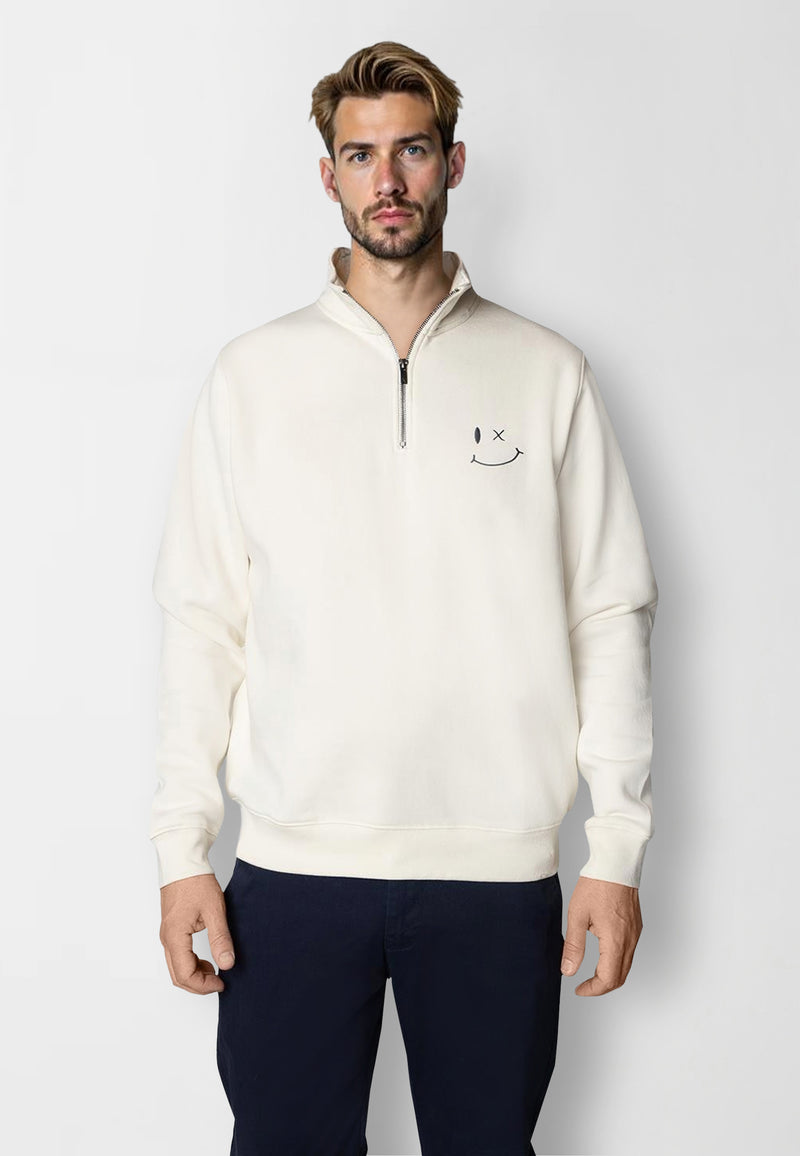 Clean Cut Copenhagen PATRICK ZIP SWEATSHIRT Sweatshirts Ecru