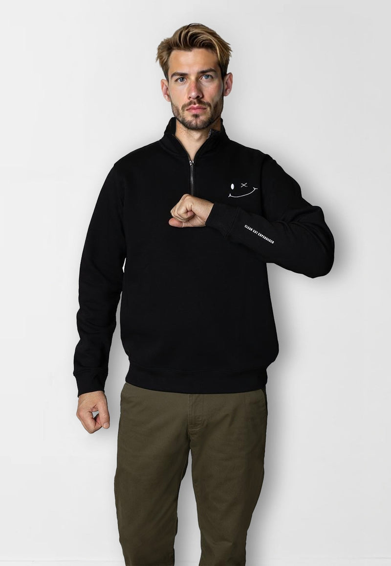 Clean Cut Copenhagen PATRICK ZIP SWEATSHIRT Sweatshirts Sort