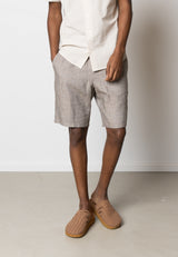 Clean Cut Copenhagen ROMAN LINEN SHORTS Shorts Khaki Melange
