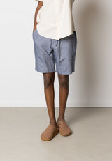 Clean Cut Copenhagen ROMAN LINEN SHORTS Shorts Navy Melange