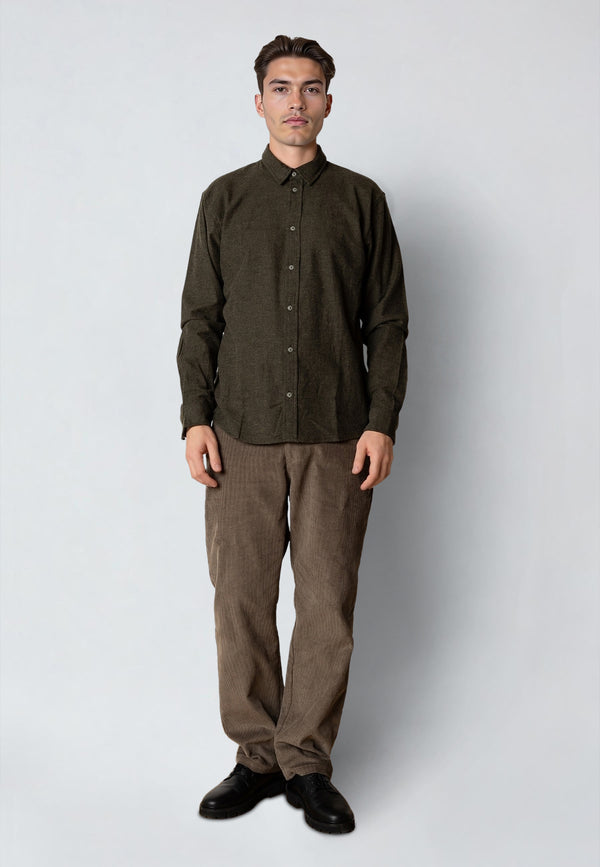 Clean Cut Copenhagen RUSSEL FLANNEL SHIRT Skjorte L/S Army Melange