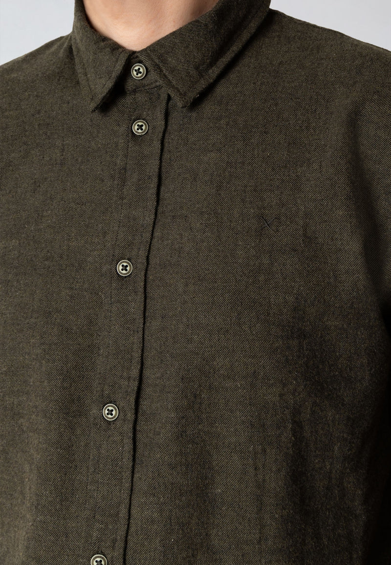 Clean Cut Copenhagen RUSSEL FLANNEL SHIRT Skjorte L/S Army Melange