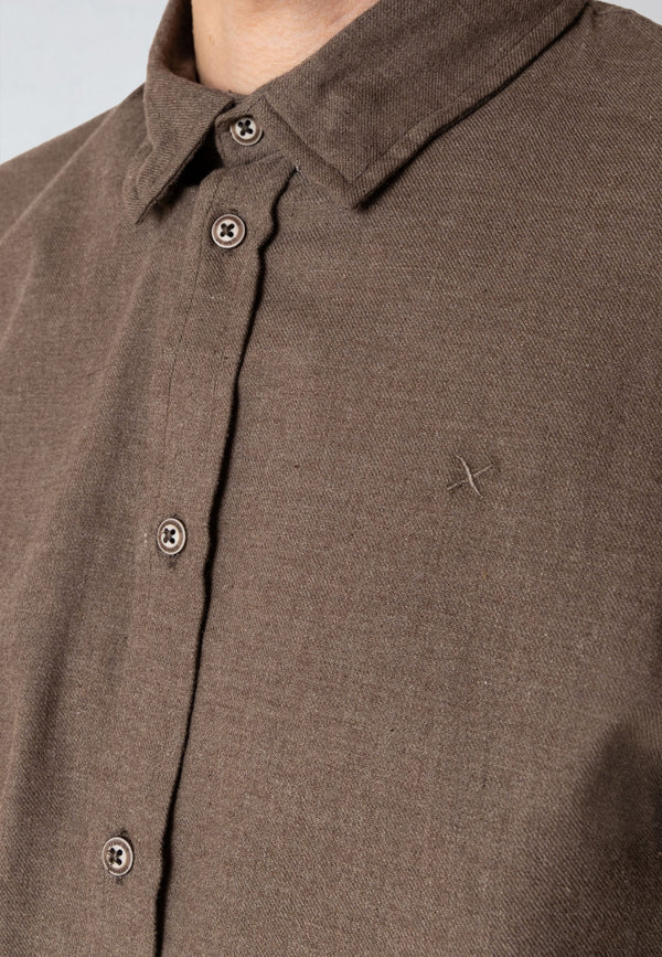 Clean Cut Copenhagen RUSSEL FLANNEL SHIRT Skjorte L/S Brun Melange