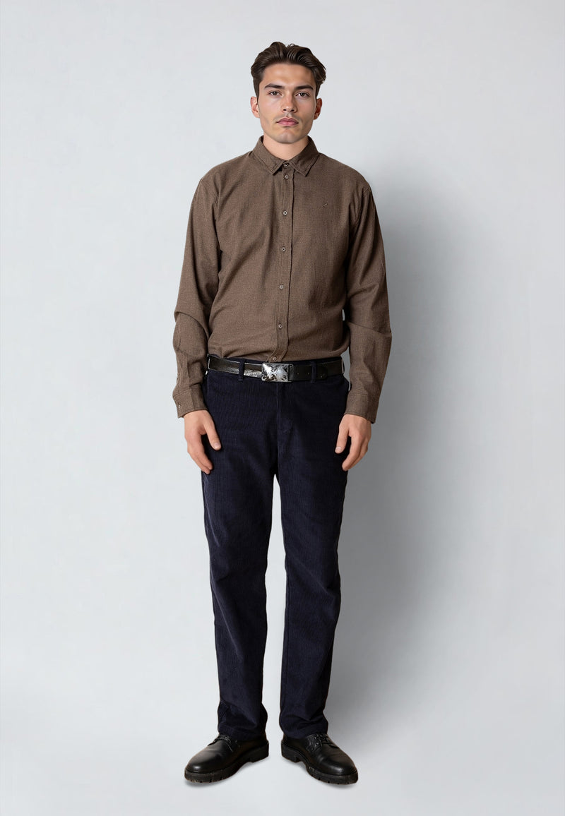 Clean Cut Copenhagen RUSSEL FLANNEL SHIRT Skjorte L/S Brun Melange