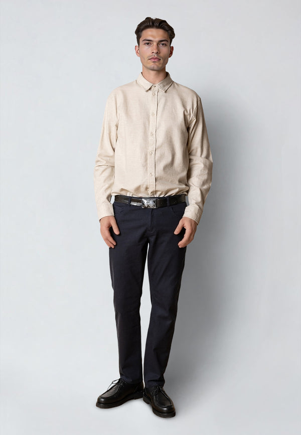 Clean Cut Copenhagen RUSSEL FLANNEL SHIRT Skjorte L/S Ecru Melange