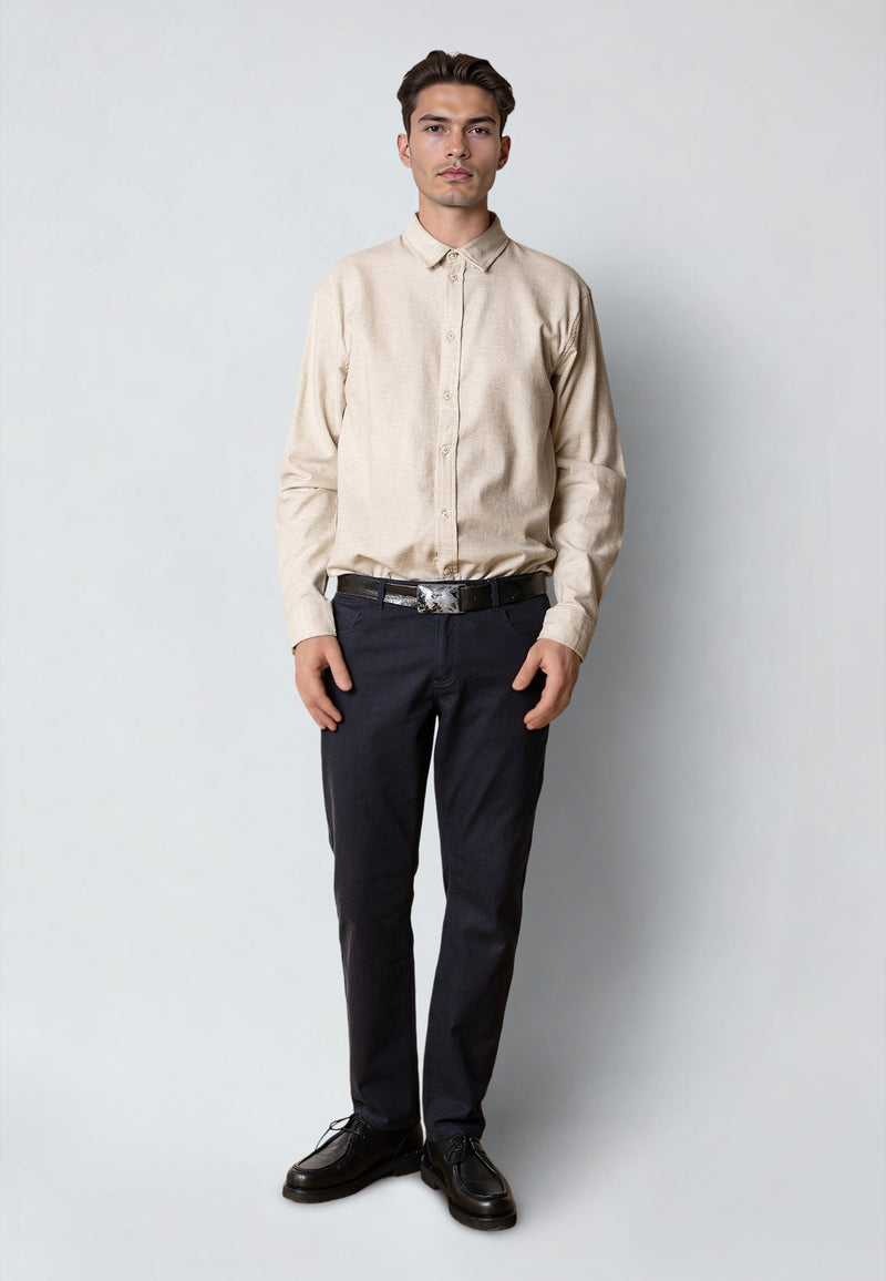 Clean Cut Copenhagen RUSSEL FLANNEL SHIRT Skjorte L/S Ecru Melange