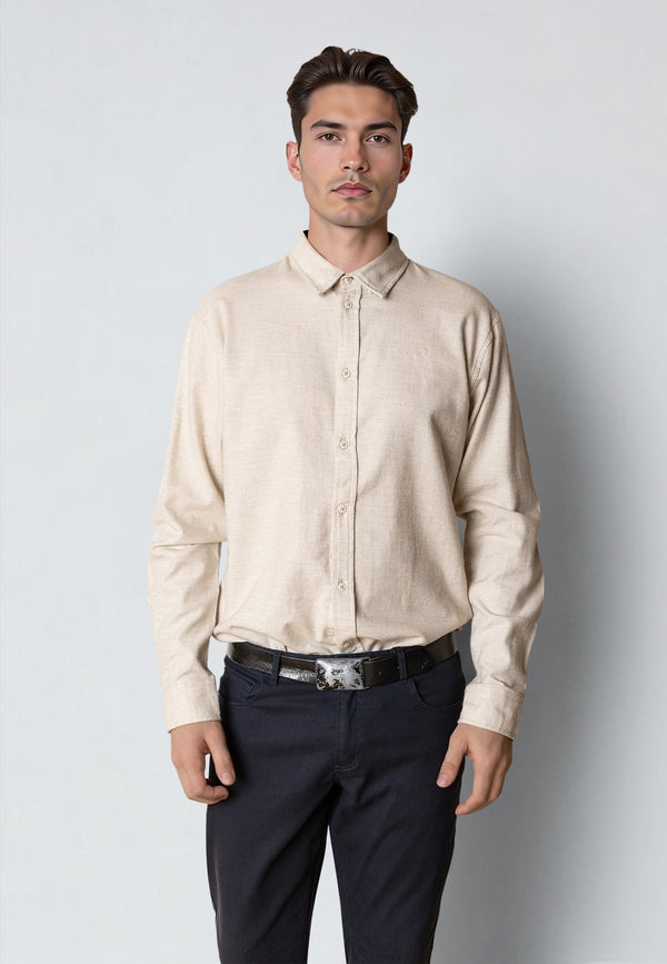 Clean Cut Copenhagen RUSSEL FLANNEL SHIRT Skjorte L/S Ecru Melange