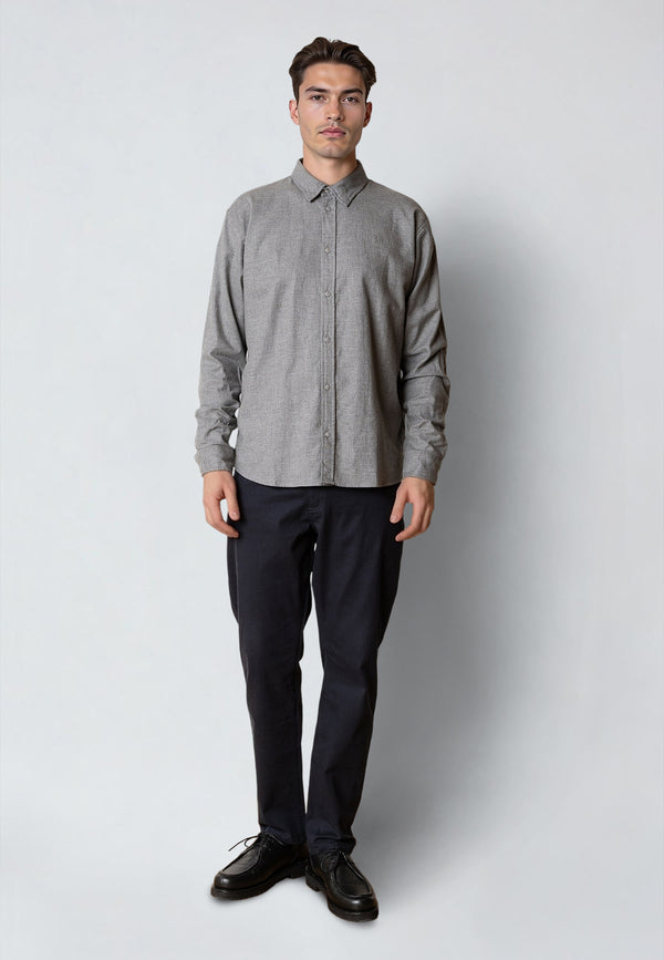 Clean Cut Copenhagen RUSSEL FLANNEL SHIRT Skjorte L/S Mørkegrå Melange