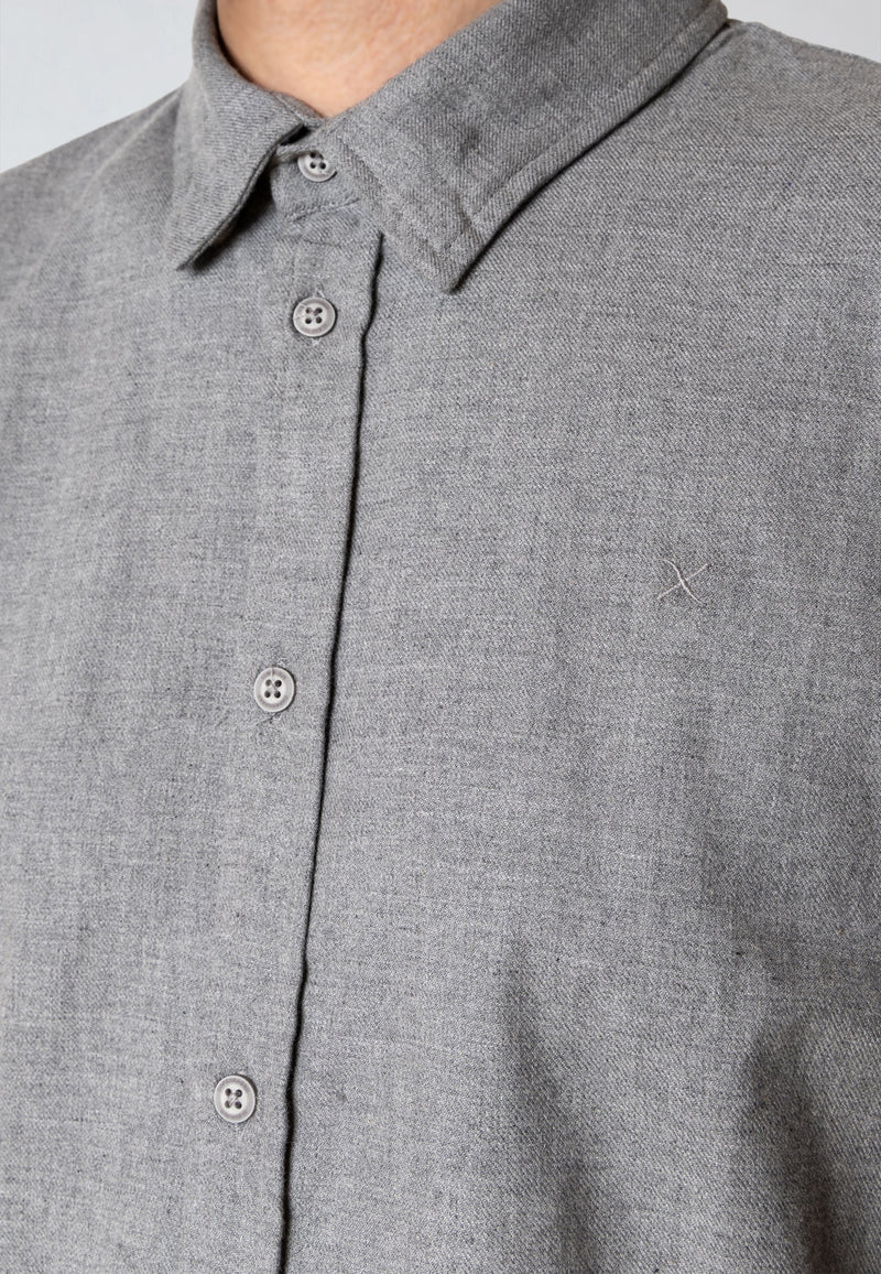 Clean Cut Copenhagen RUSSEL FLANNEL SHIRT Skjorte L/S Mørkegrå Melange