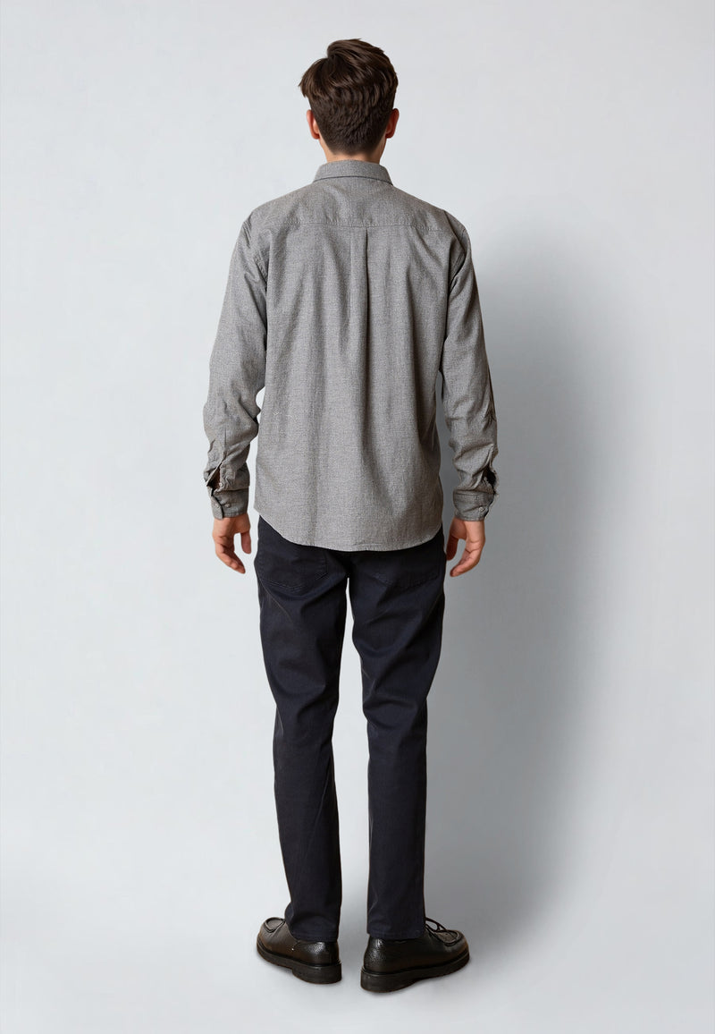 Clean Cut Copenhagen RUSSEL FLANNEL SHIRT Skjorte L/S Mørkegrå Melange