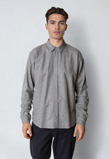 Clean Cut Copenhagen RUSSEL FLANNEL SHIRT Skjorte L/S Mørkegrå Melange