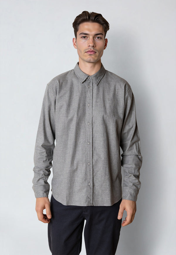 Clean Cut Copenhagen RUSSEL FLANNEL SHIRT Skjorte L/S Mørkegrå Melange