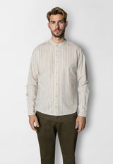 Clean Cut Copenhagen Ran cotton/linen shirt Skjorte L/S Light beige striped
