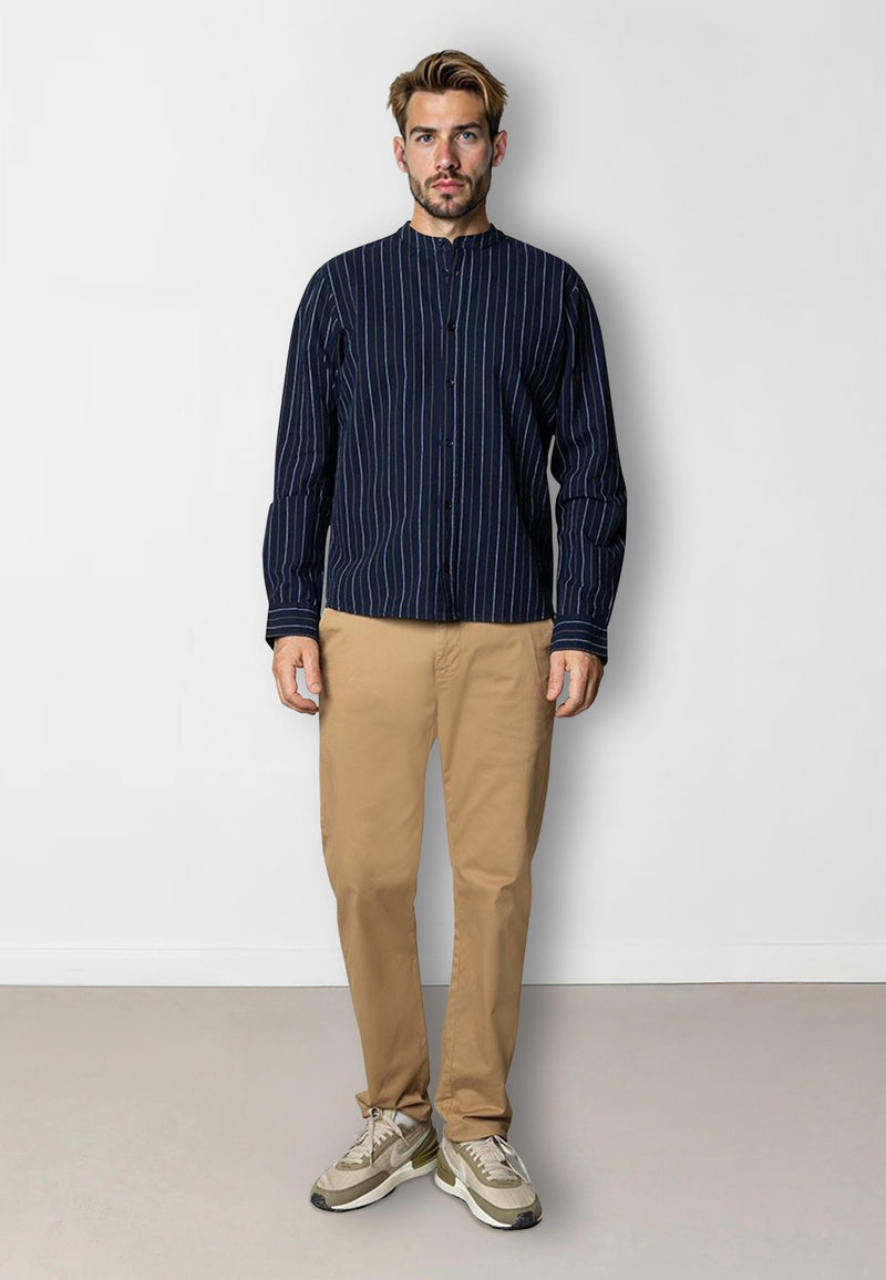 Clean Cut Copenhagen Ran cotton/linen shirt Skjorte L/S Navy striped