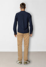 Clean Cut Copenhagen Ran cotton/linen shirt Skjorte L/S Navy striped